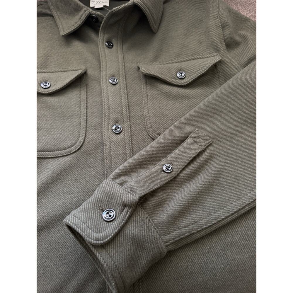 NEW J Crew Double Knit Work Shirt Button up Long Sleeve Mens Size M Green - Picture 7 of 11